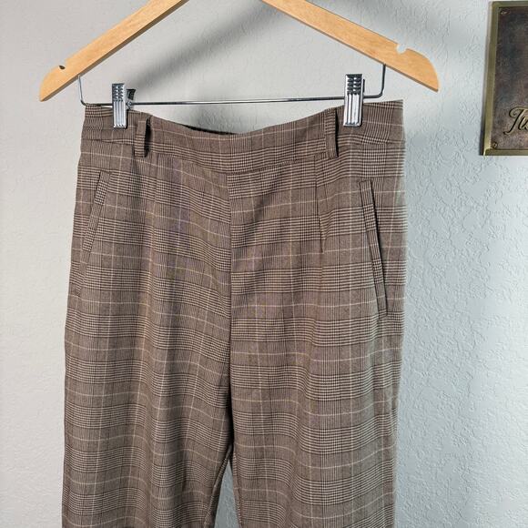 Women's Halara Brown Plaid Pull On Straight Leg Pants Size Medium NEW - Picture 9 of 10